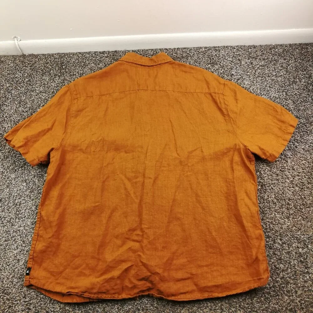 American Giant Shirt Linen Short Sleeve Button Down Light Brown Mens Large - Picture 5 of 8